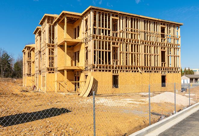 a snapshot of temporary chain link fences protecting a large construction project from unauthorized access in Grafton OH